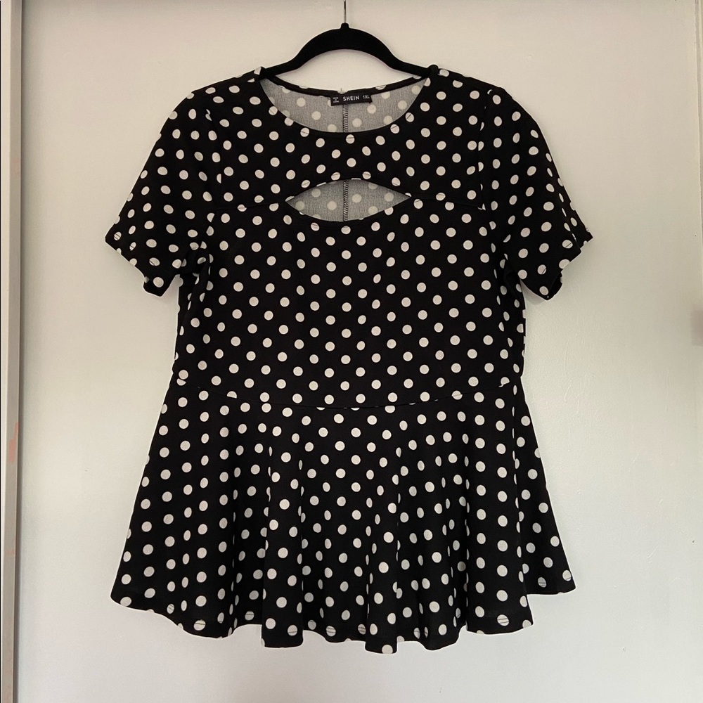 Shein polka dot peplum top